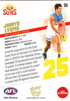 2017 Select Certified #96 Jarryd Lyons Back